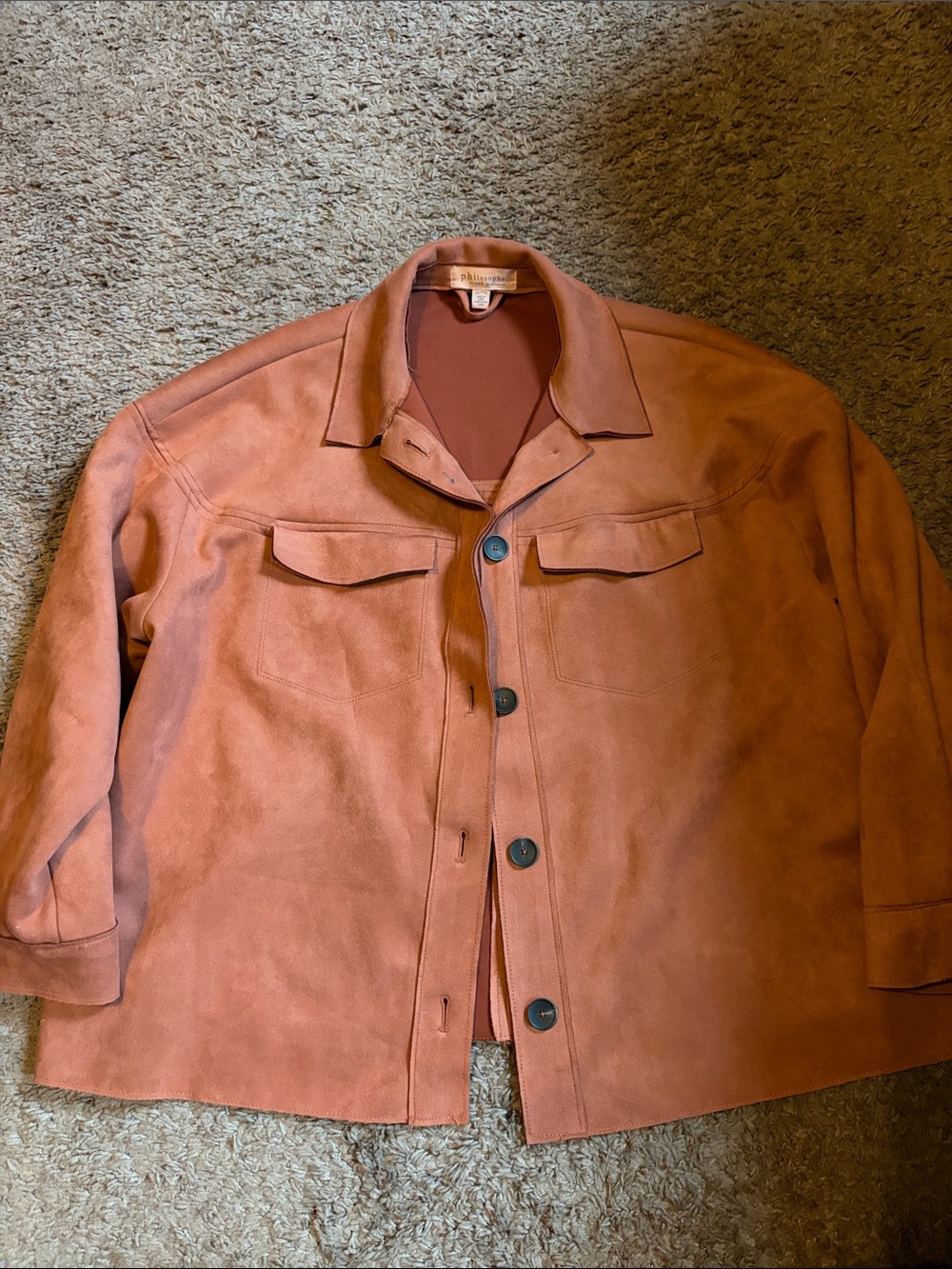 Women’s Suede Button-Front Jacket in Rust